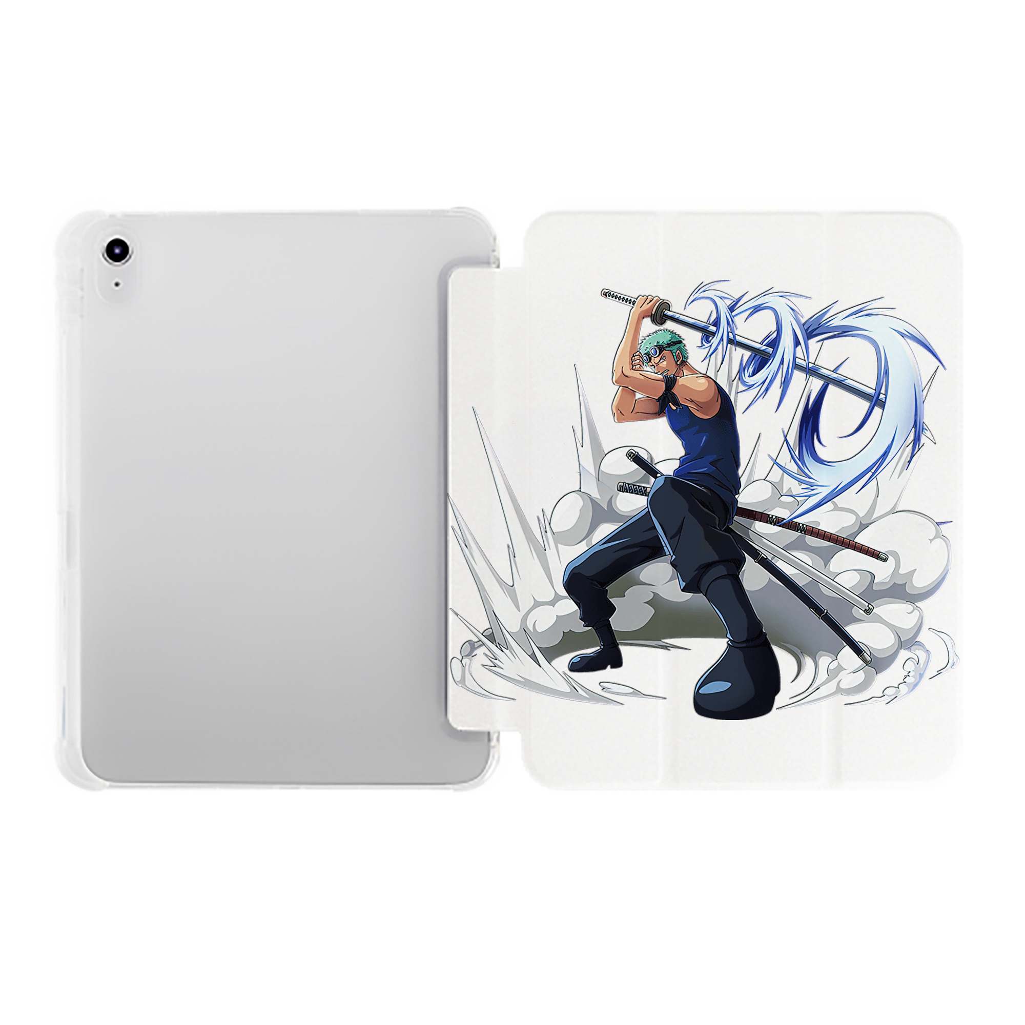 （画像用） ワンピース ロロノア・ゾロ ONE PIECE Roronoa Zoro IPad ケース ペン収納付き 三つ折りスタンド PUレザー×シリコン 対応機種9.5/10.5/10.9インチ